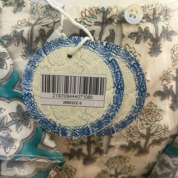 Just Bellina Short Sleeve Ruffle Top Cotton Embellished Beading Womens Small NWT - Picture 7 of 12